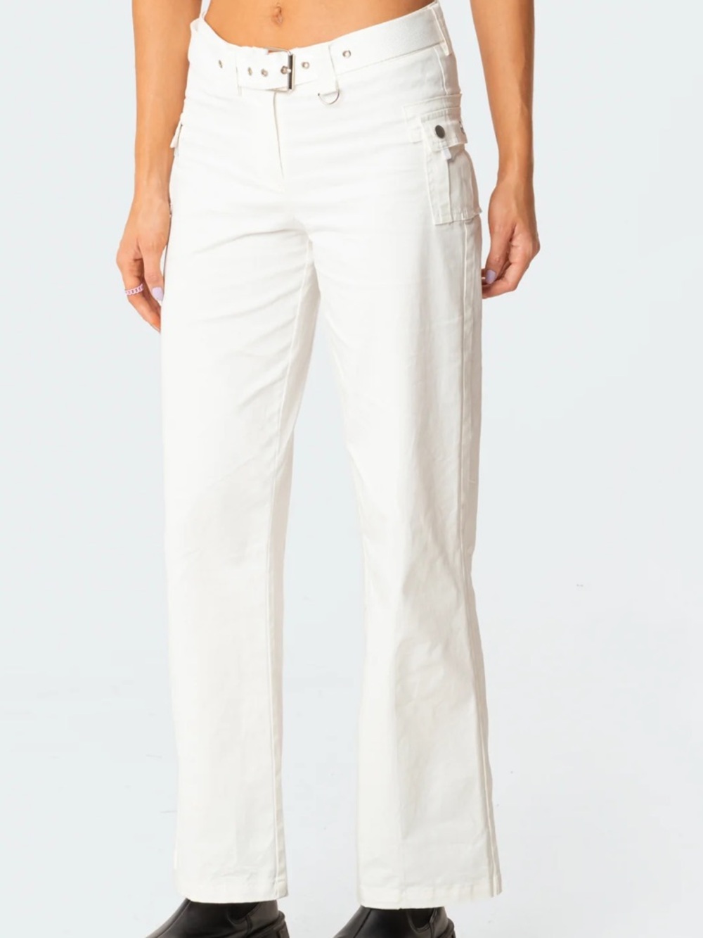Edikted White Lowrise Cargo Pants
